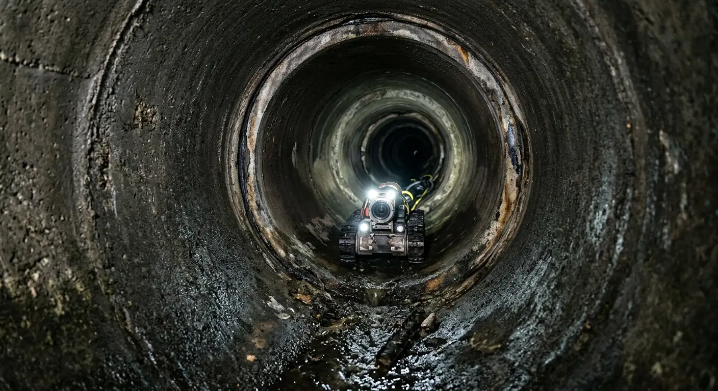 Robotic sewer camera inspecting pipe interior for Sewer Line Repair in Colby
